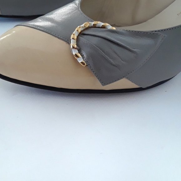 Vintage 60s/70s Gray Fine Leather Short Heel Pumps Size 8.5 - Picture 8 of 16
